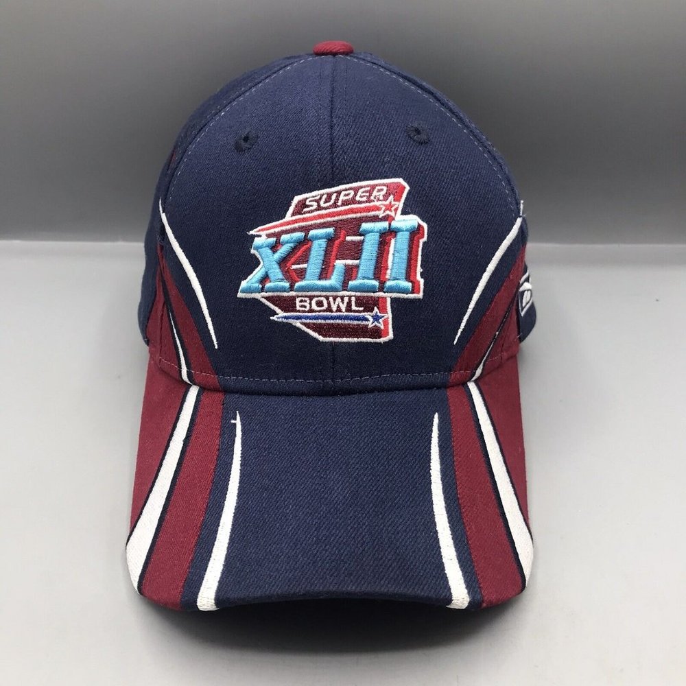 NFL SUPER BOWL XLII 2008 PRE GAME BASEBALL HAT CAP REEBOK Giants Patriots RARE